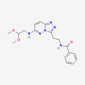 molecular formula C18H22N6O3 B2712751 N-(2-{6-[(2,2-dimethoxyethyl)amino]-[1,2,4]triazolo[4,3-b]pyridazin-3-yl}ethyl)benzamide CAS No. 873002-48-3