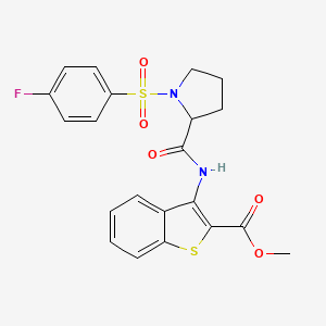 molecular formula C21H19FN2O5S2 B2712807 methyl 3-[1-(4-fluorobenzenesulfonyl)pyrrolidine-2-amido]-1-benzothiophene-2-carboxylate CAS No. 1048642-14-3