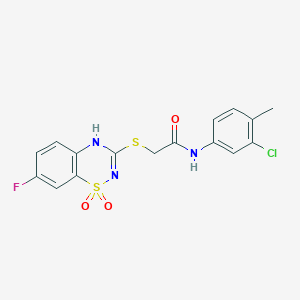 molecular formula C16H13ClFN3O3S2 B2712821 N-(3-chloro-4-methylphenyl)-2-[(7-fluoro-1,1-dioxo-4H-1lambda6,2,4-benzothiadiazin-3-yl)sulfanyl]acetamide CAS No. 886954-34-3
