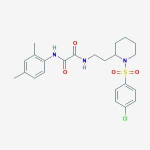 molecular formula C23H28ClN3O4S B2712840 N-{2-[1-(4-chlorobenzenesulfonyl)piperidin-2-yl]ethyl}-N'-(2,4-dimethylphenyl)ethanediamide CAS No. 898460-69-0