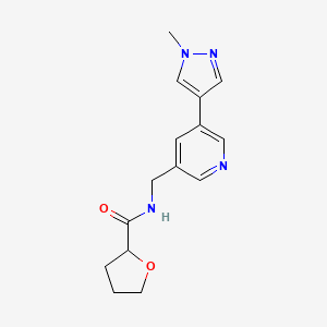 molecular formula C15H18N4O2 B2712843 N-{[5-(1-methyl-1H-pyrazol-4-yl)pyridin-3-yl]methyl}oxolane-2-carboxamide CAS No. 2034308-57-9
