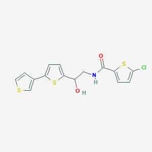 molecular formula C15H12ClNO2S3 B2712894 N-(2-([2,3'-bithiophen]-5-yl)-2-hydroxyethyl)-5-chlorothiophene-2-carboxamide CAS No. 2309802-18-2