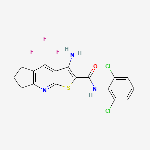 6-amino-N-(2,6-dichlorophenyl)-8-(trifluoromethyl)-4-thia-2-azatricyclo[7.3.0.0^{3,7}]dodeca-1(9),2,5,7-tetraene-5-carboxamide