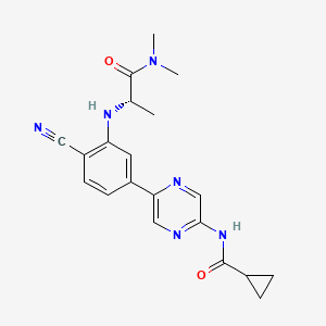 molecular formula C20H22N6O2 B2712921 N-[5-[4-cyano-3-[[(2S)-1-(dimethylamino)-1-oxopropan-2-yl]amino]phenyl]pyrazin-2-yl]cyclopropanecarboxamide CAS No. 1903773-48-7