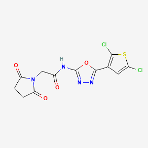 molecular formula C12H8Cl2N4O4S B2712942 N-(5-(2,5-dichlorothiophen-3-yl)-1,3,4-oxadiazol-2-yl)-2-(2,5-dioxopyrrolidin-1-yl)acetamide CAS No. 1171413-46-9