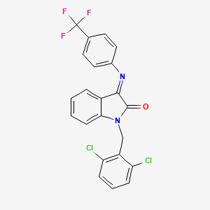 molecular formula C22H13Cl2F3N2O B2712944 1-(2,6-dichlorobenzyl)-3-{[4-(trifluoromethyl)phenyl]imino}-1,3-dihydro-2H-indol-2-one CAS No. 478031-82-2