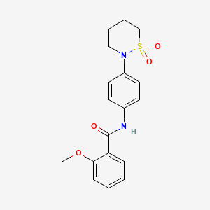 molecular formula C18H20N2O4S B2712952 N-(4-(1,1-dioxido-1,2-thiazinan-2-yl)phenyl)-2-methoxybenzamide CAS No. 899979-72-7