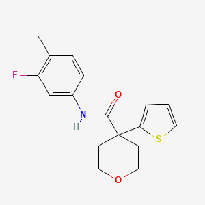 molecular formula C17H18FNO2S B2712958 N-(3-FLUORO-4-METHYLPHENYL)-4-(THIOPHEN-2-YL)OXANE-4-CARBOXAMIDE CAS No. 877650-85-6