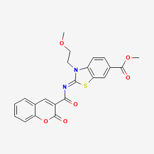 molecular formula C22H18N2O6S B2712964 methyl (2Z)-3-(2-methoxyethyl)-2-[(2-oxo-2H-chromene-3-carbonyl)imino]-2,3-dihydro-1,3-benzothiazole-6-carboxylate CAS No. 864975-34-8