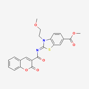 molecular formula C22H18N2O6S B2712964 Methyl 3-(2-methoxyethyl)-2-(2-oxochromene-3-carbonyl)imino-1,3-benzothiazole-6-carboxylate CAS No. 864975-34-8