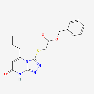 molecular formula C17H18N4O3S B2712976 Benzyl 2-((7-oxo-5-propyl-7,8-dihydro-[1,2,4]triazolo[4,3-a]pyrimidin-3-yl)thio)acetate CAS No. 895005-76-2