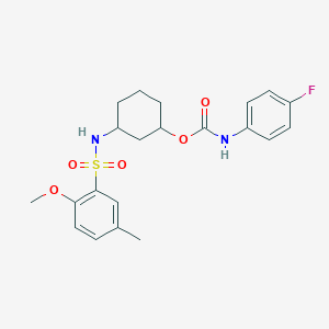 3-(2-Methoxy-5-methylphenylsulfonamido)cyclohexyl (4-fluorophenyl)carbamate