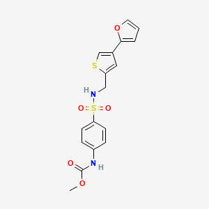molecular formula C17H16N2O5S2 B2712982 methyl N-[4-({[4-(furan-2-yl)thiophen-2-yl]methyl}sulfamoyl)phenyl]carbamate CAS No. 2379995-35-2
