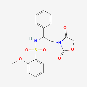 molecular formula C18H18N2O6S B2712984 N-[2-(2,4-dioxo-1,3-oxazolidin-3-yl)-1-phenylethyl]-2-methoxybenzene-1-sulfonamide CAS No. 1903546-69-9