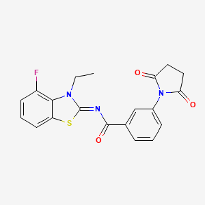 3-(2,5-dioxopyrrolidin-1-yl)-N-(3-ethyl-4-fluoro-1,3-benzothiazol-2-ylidene)benzamide