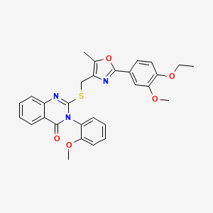 molecular formula C29H27N3O5S B2712989 2-({[2-(4-ethoxy-3-methoxyphenyl)-5-methyl-1,3-oxazol-4-yl]methyl}sulfanyl)-3-(2-methoxyphenyl)-3,4-dihydroquinazolin-4-one CAS No. 1114878-39-5