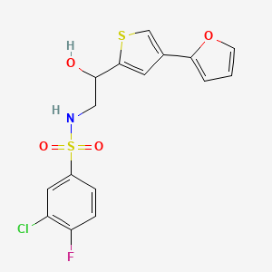 3-chloro-4-fluoro-N-{2-[4-(furan-2-yl)thiophen-2-yl]-2-hydroxyethyl}benzene-1-sulfonamide