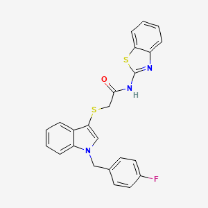 molecular formula C24H18FN3OS2 B2713024 N-(1,3-benzothiazol-2-yl)-2-({1-[(4-fluorophenyl)methyl]-1H-indol-3-yl}sulfanyl)acetamide CAS No. 497064-09-2