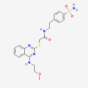 2-[4-(2-methoxyethylamino)quinazolin-2-yl]sulfanyl-N-[2-(4-sulfamoylphenyl)ethyl]acetamide