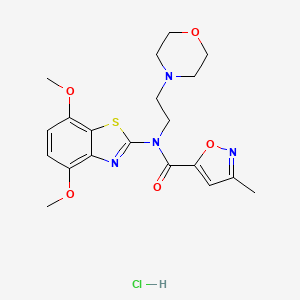 molecular formula C20H25ClN4O5S B2713049 N-(4,7-DIMETHOXY-1,3-BENZOTHIAZOL-2-YL)-3-METHYL-N-[2-(MORPHOLIN-4-YL)ETHYL]-1,2-OXAZOLE-5-CARBOXAMIDE HYDROCHLORIDE CAS No. 1323432-13-8