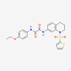 molecular formula C23H23N3O5S2 B2713085 N1-(4-ethoxyphenyl)-N2-(1-(thiophen-2-ylsulfonyl)-1,2,3,4-tetrahydroquinolin-7-yl)oxalamide CAS No. 898448-37-8