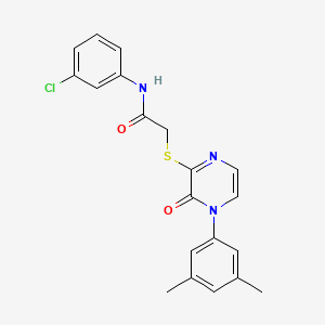 molecular formula C20H18ClN3O2S B2713096 N-(3-chlorophenyl)-2-{[4-(3,5-dimethylphenyl)-3-oxo-3,4-dihydropyrazin-2-yl]sulfanyl}acetamide CAS No. 895109-06-5