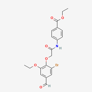 molecular formula C20H20BrNO6 B2713106 Ethyl 4-{[(2-bromo-6-ethoxy-4-formylphenoxy)acetyl]amino}benzoate CAS No. 832673-83-3