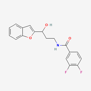 molecular formula C18H15F2NO3 B2713110 N-[3-(1-BENZOFURAN-2-YL)-3-HYDROXYPROPYL]-3,4-DIFLUOROBENZAMIDE CAS No. 1448065-23-3