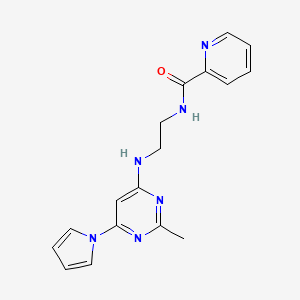molecular formula C17H18N6O B2713148 N-(2-((2-methyl-6-(1H-pyrrol-1-yl)pyrimidin-4-yl)amino)ethyl)picolinamide CAS No. 1396874-25-1
