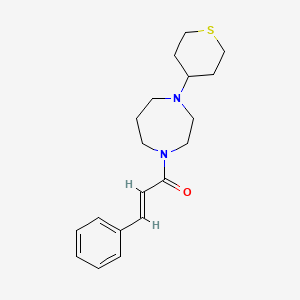 (E)-3-phenyl-1-(4-(tetrahydro-2H-thiopyran-4-yl)-1,4-diazepan-1-yl)prop-2-en-1-one