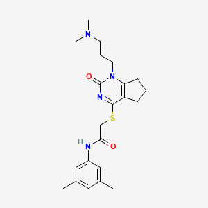 2-[[1-[3-(dimethylamino)propyl]-2-oxo-6,7-dihydro-5H-cyclopenta[d]pyrimidin-4-yl]sulfanyl]-N-(3,5-dimethylphenyl)acetamide