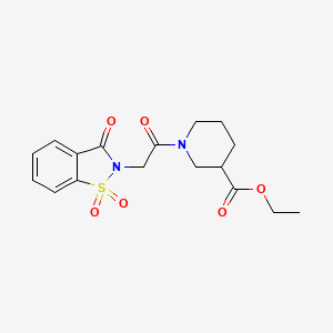 ethyl 1-(2-(1,1-dioxido-3-oxobenzo[d]isothiazol-2(3H)-yl)acetyl)piperidine-3-carboxylate