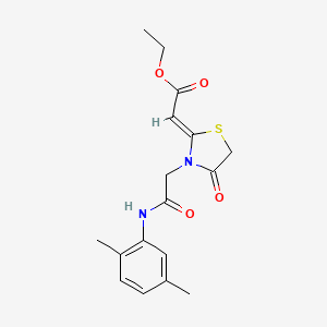 molecular formula C17H20N2O4S B2713178 ethyl 2-(3-{[(2,5-dimethylphenyl)carbamoyl]methyl}-4-oxo-1,3-thiazolidin-2-ylidene)acetate CAS No. 736162-68-8