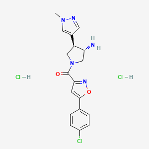 B2713201 [(3S,4R)-3-Amino-4-(1-methylpyrazol-4-yl)pyrrolidin-1-yl]-[5-(4-chlorophenyl)-1,2-oxazol-3-yl]methanone;dihydrochloride CAS No. 2418596-76-4