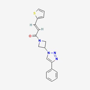 molecular formula C18H16N4OS B2713218 (E)-1-(3-(4-phenyl-1H-1,2,3-triazol-1-yl)azetidin-1-yl)-3-(thiophen-2-yl)prop-2-en-1-one CAS No. 2034997-97-0