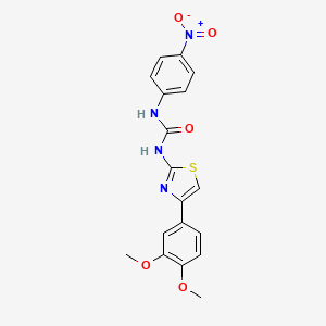 molecular formula C18H16N4O5S B2713220 1-(4-(3,4-Dimethoxyphenyl)thiazol-2-yl)-3-(4-nitrophenyl)urea CAS No. 391868-12-5