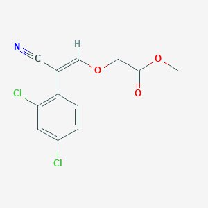 molecular formula C12H9Cl2NO3 B2713276 methyl 2-{[(1E)-2-cyano-2-(2,4-dichlorophenyl)eth-1-en-1-yl]oxy}acetate CAS No. 861210-31-3
