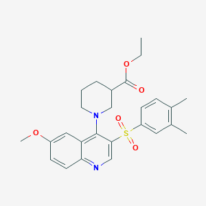molecular formula C26H30N2O5S B2713312 Ethyl 1-[3-(3,4-dimethylbenzenesulfonyl)-6-methoxyquinolin-4-yl]piperidine-3-carboxylate CAS No. 867040-21-9