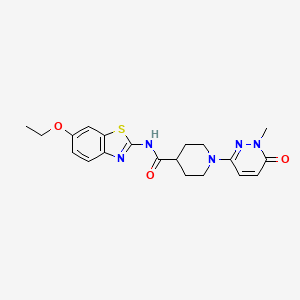 molecular formula C20H23N5O3S B2713330 N-(6-ethoxy-1,3-benzothiazol-2-yl)-1-(1-methyl-6-oxo-1,6-dihydropyridazin-3-yl)piperidine-4-carboxamide CAS No. 1421526-24-0
