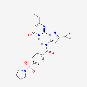 N-(3-cyclopropyl-1-(6-oxo-4-propyl-1,6-dihydropyrimidin-2-yl)-1H-pyrazol-5-yl)-4-(pyrrolidin-1-ylsulfonyl)benzamide