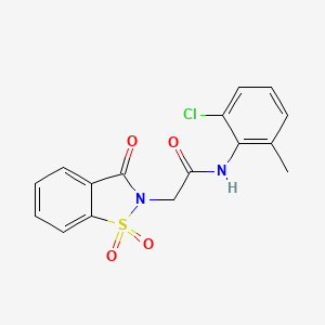molecular formula C16H13ClN2O4S B2713354 N-(2-chloro-6-methylphenyl)-2-(1,1-dioxido-3-oxo-1,2-benzothiazol-2(3H)-yl)acetamide CAS No. 1260907-20-7