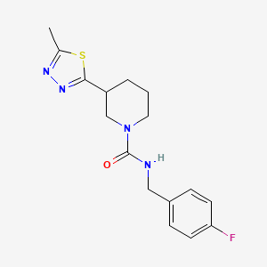 molecular formula C16H19FN4OS B2713375 N-[(4-fluorophenyl)methyl]-3-(5-methyl-1,3,4-thiadiazol-2-yl)piperidine-1-carboxamide CAS No. 1172351-46-0