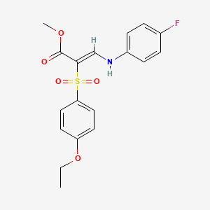 molecular formula C18H18FNO5S B2713381 methyl (2Z)-2-[(4-ethoxyphenyl)sulfonyl]-3-[(4-fluorophenyl)amino]acrylate CAS No. 1327168-56-8