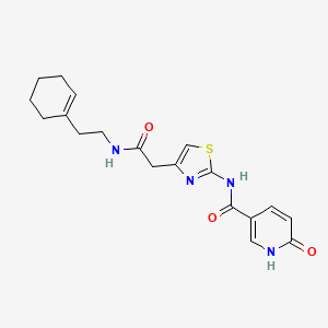 N-(4-(2-((2-(cyclohex-1-en-1-yl)ethyl)amino)-2-oxoethyl)thiazol-2-yl)-6-oxo-1,6-dihydropyridine-3-carboxamide
