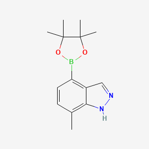 molecular formula C14H21BN2O3 B2713436 7-methyl-4-(4,4,5,5-tetramethyl-1,3,2-dioxaborolan-2-yl)-1H-indazole CAS No. 1186334-60-0