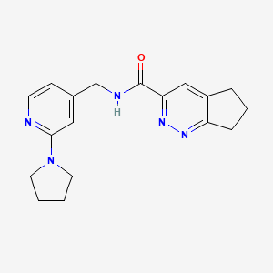 molecular formula C18H21N5O B2713443 N-{[2-(pyrrolidin-1-yl)pyridin-4-yl]methyl}-5H,6H,7H-cyclopenta[c]pyridazine-3-carboxamide CAS No. 2415511-92-9
