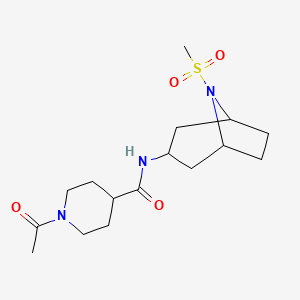 1-acetyl-N-(8-(methylsulfonyl)-8-azabicyclo[3.2.1]octan-3-yl)piperidine-4-carboxamide