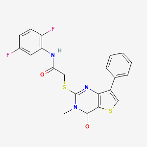 molecular formula C21H15F2N3O2S2 B2713471 N-(2,5-difluorophenyl)-2-({3-methyl-4-oxo-7-phenyl-3H,4H-thieno[3,2-d]pyrimidin-2-yl}sulfanyl)acetamide CAS No. 1111265-50-9