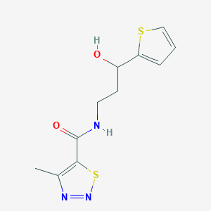 molecular formula C11H13N3O2S2 B2713480 N-(3-hydroxy-3-(thiophen-2-yl)propyl)-4-methyl-1,2,3-thiadiazole-5-carboxamide CAS No. 1421462-00-1