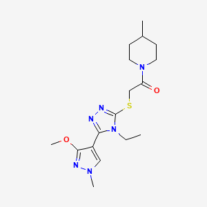2-((4-ethyl-5-(3-methoxy-1-methyl-1H-pyrazol-4-yl)-4H-1,2,4-triazol-3-yl)thio)-1-(4-methylpiperidin-1-yl)ethanone